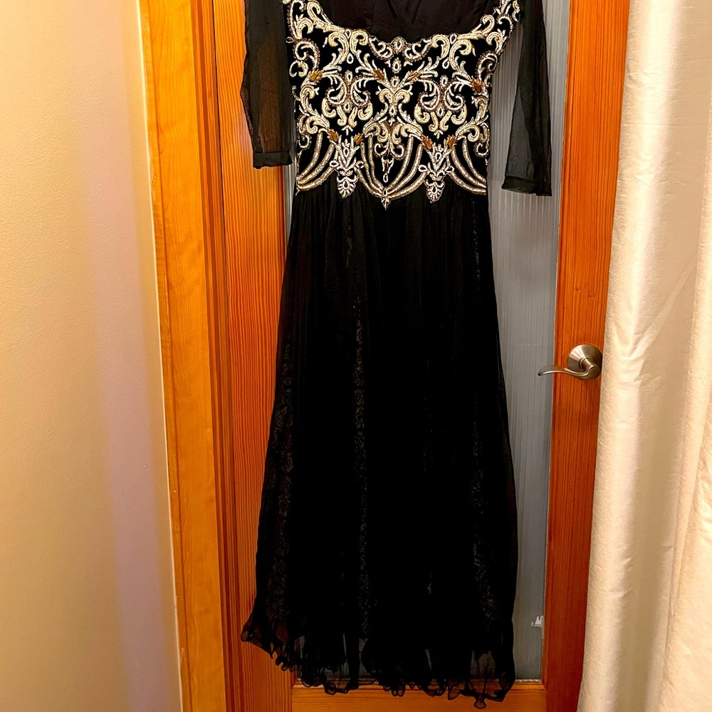 Black long dress with handwork gown
